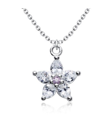 Beautiful flowers CZ Crystal Silver Necklace SPE-5137